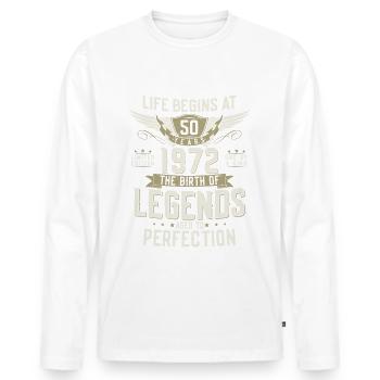 50th birthday born in 1972 vintage legends - Men's Premium Organic Long Sleeve Shirt - white - Front - Nico (187cm)