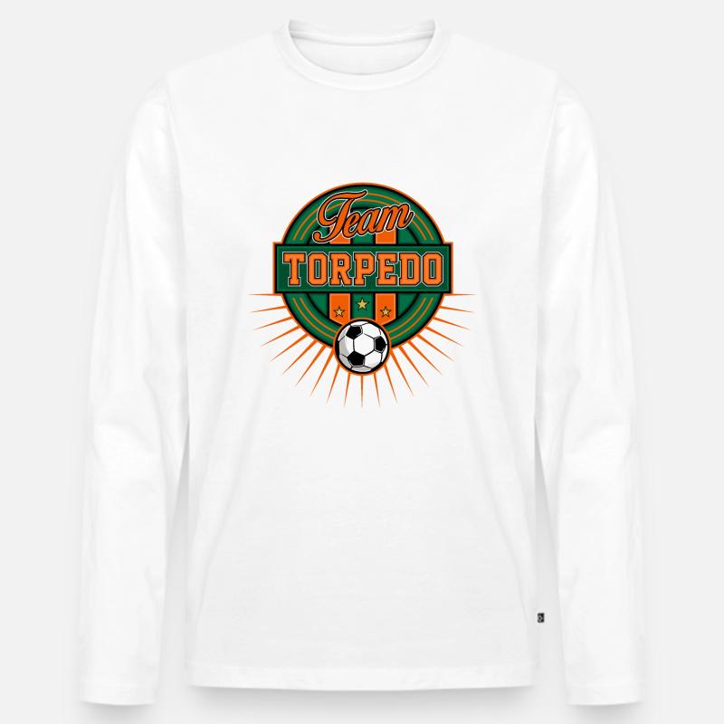 Fussball Logo - Männer Premium Bio Langarmshirt - Weiß