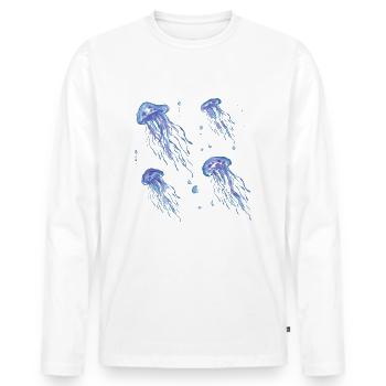 Jellyfish - Men's Premium Organic Long Sleeve Shirt - white - Front - Nico (187cm)