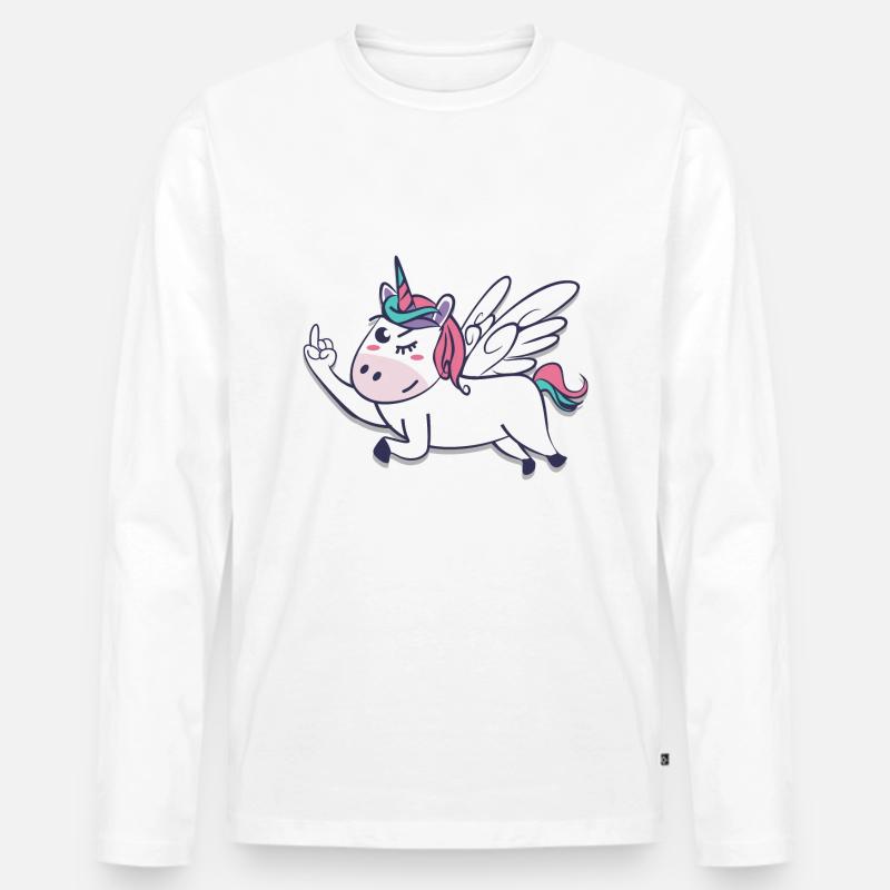 Mittelfinger Einhorn - Männer Premium Bio Langarmshirt - Weiß