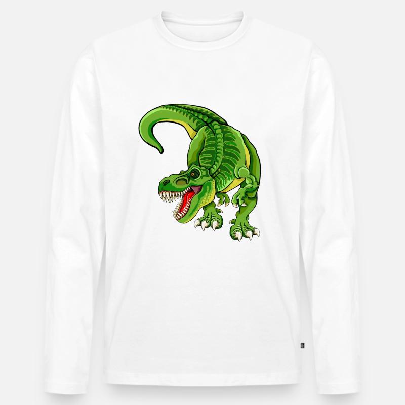 Rex - T Rex - Dinosaurier - Männer Premium Bio Langarmshirt - Weiß