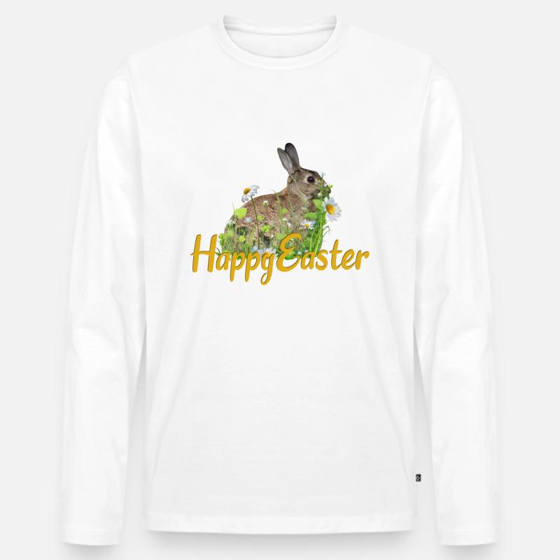 Happy Easter rabbit - Männer Premium Bio Langarmshirt - Weiß