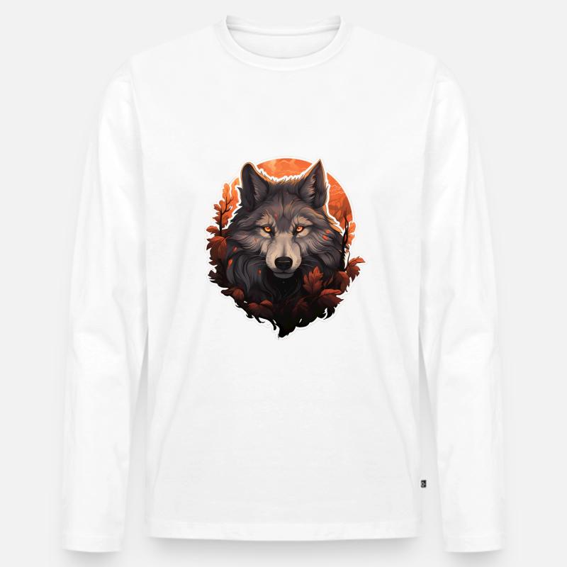 Wolf Herbst Halloween 2 - Männer Premium Bio Langarmshirt - Weiß