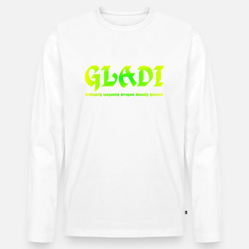 GLADI Großspurig - Männer Premium Bio Langarmshirt - Weiß