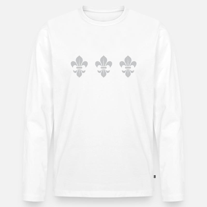 Fleur de Lys / 3 - Männer Premium Bio Langarmshirt - Weiß