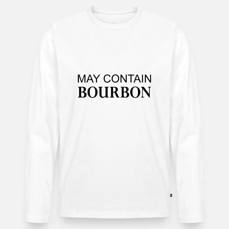 May Contain Bourbon Whisky - Männer Premium Bio Langarmshirt - Weiß
