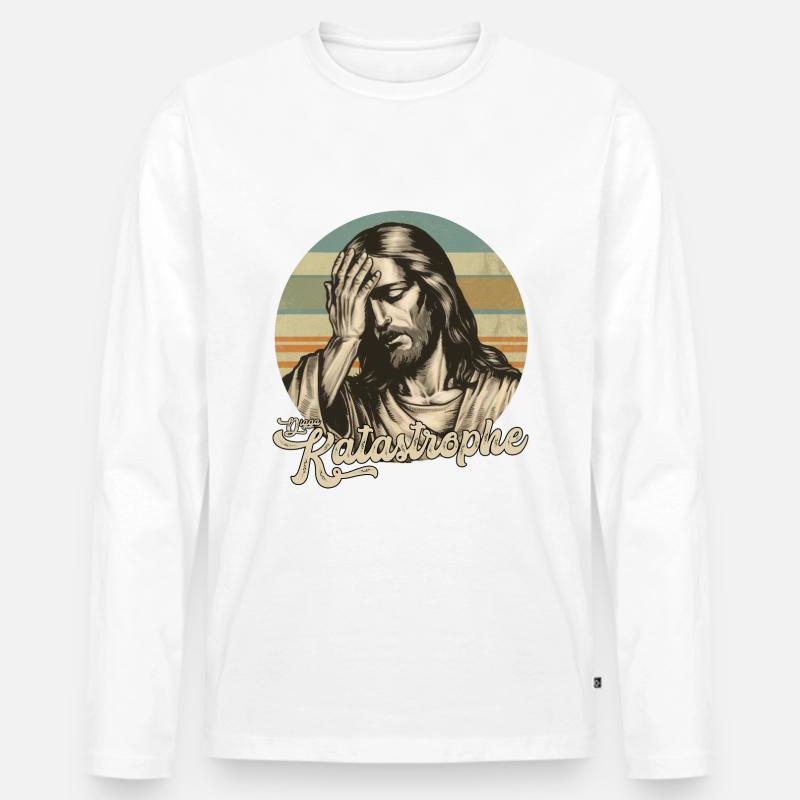 Jesus Digga Katastrophe - Männer Premium Bio Langarmshirt - Weiß