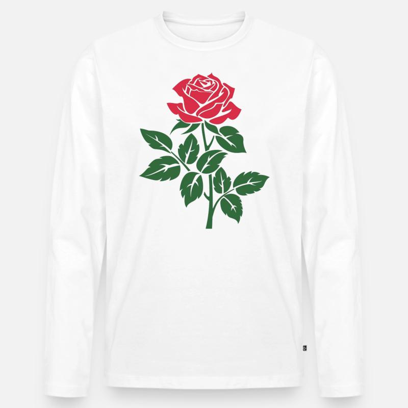 Rose - Männer Premium Bio Langarmshirt - Weiß