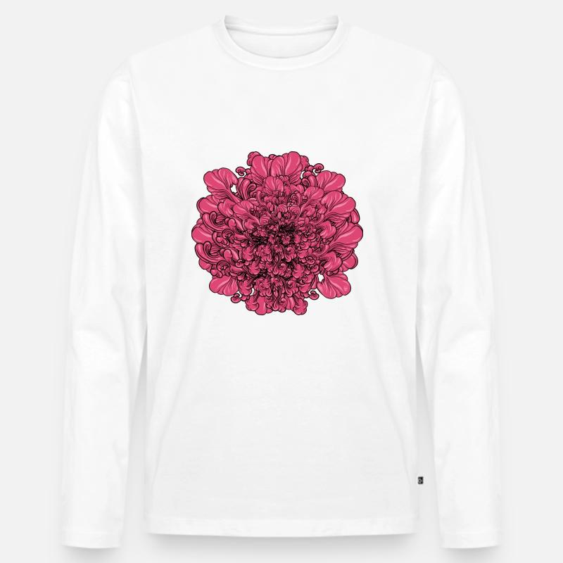 Rosa Blume - Männer Premium Bio Langarmshirt - Weiß