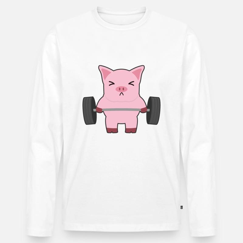 Schwein - Männer Premium Bio Langarmshirt - Weiß