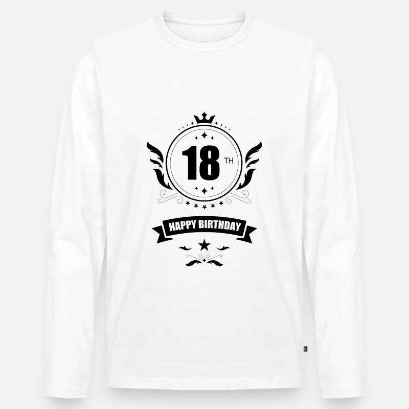 Happy 18 Birthday - 18. Geburtstag - Männer Premium Bio Langarmshirt - Weiß