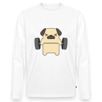 Weight training - Men's Premium Organic Long Sleeve Shirt - white - Front - Nico (187cm)