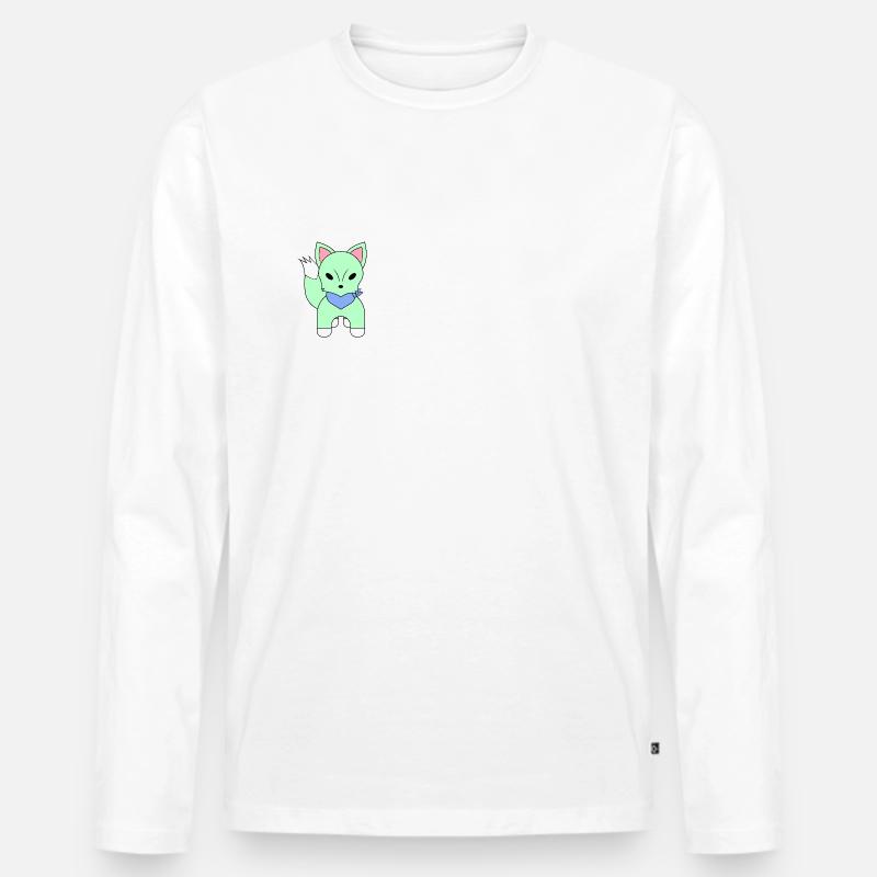 Fuchs mit Halstuch - Männer Premium Bio Langarmshirt - Weiß