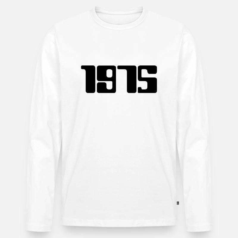 1975 (Schwarzer Text) - Männer Premium Bio Langarmshirt - Weiß