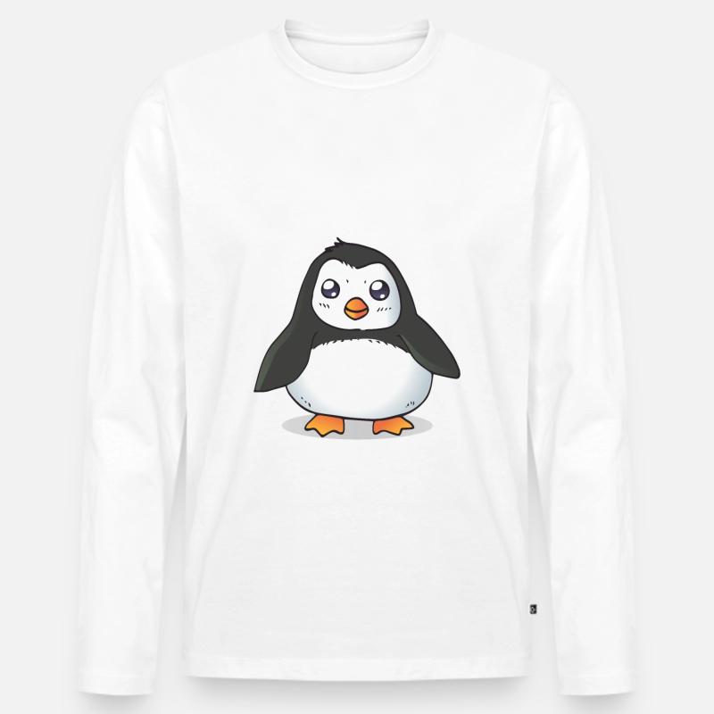 Pinguin - Männer Premium Bio Langarmshirt - Weiß