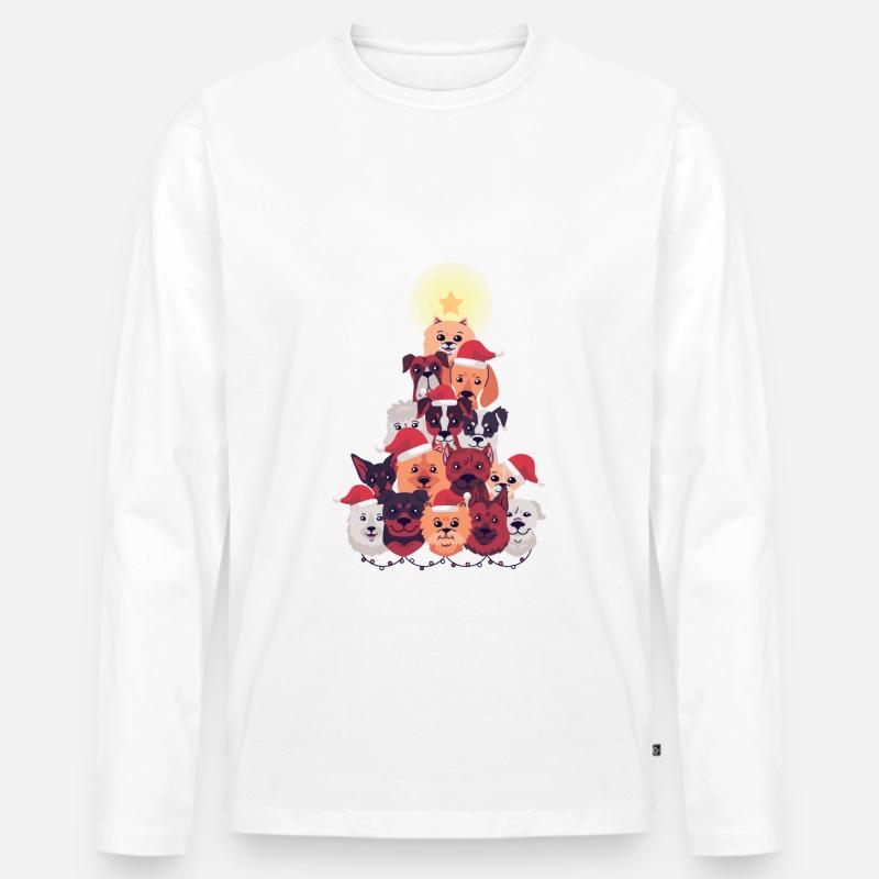 Hund Weihnachtsbaum - Männer Premium Bio Langarmshirt - Weiß
