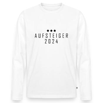 Aufsteiger 2024 Aufstiegstrikot 24 - Männer Premium Bio Langarmshirt - Weiß - Vorne - Nico (187cm)