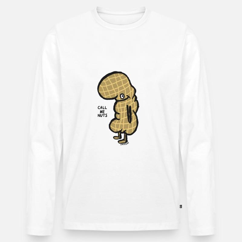 Erdnuss by Cheslo - Männer Premium Bio Langarmshirt - Weiß