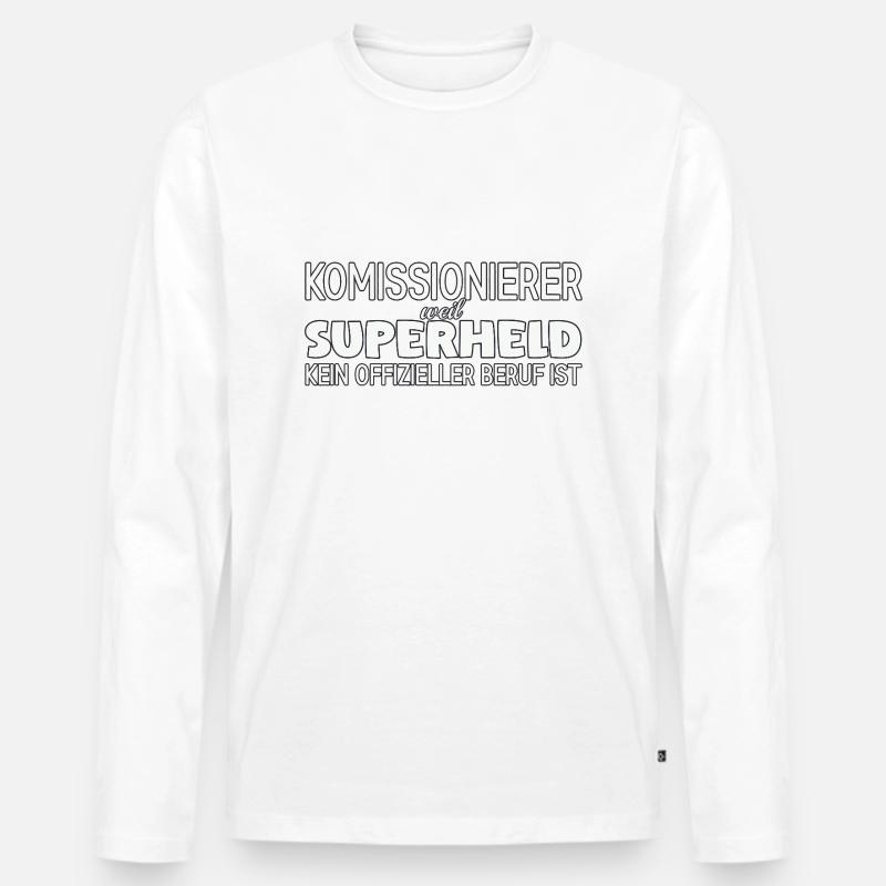 Komissionierer Superheld - Männer Premium Bio Langarmshirt - Weiß