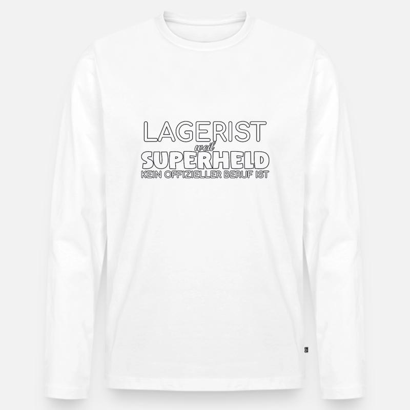 Lagerist Superheld - Männer Premium Bio Langarmshirt - Weiß