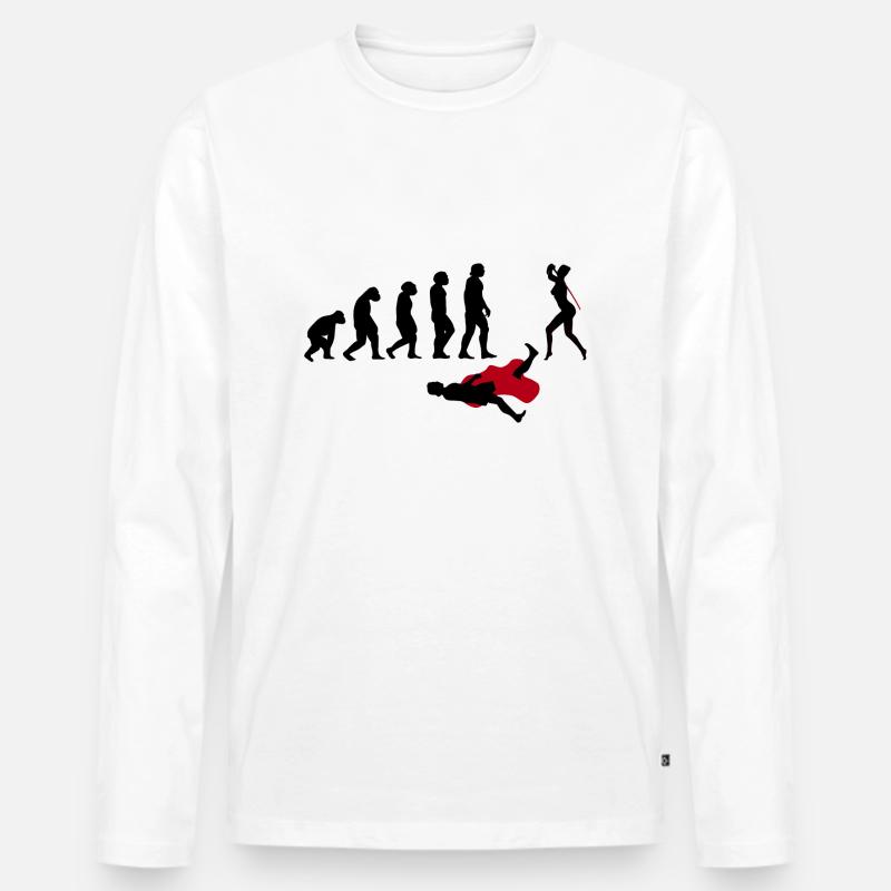 Evolution Woman Revolution - Männer Premium Bio Langarmshirt - Weiß