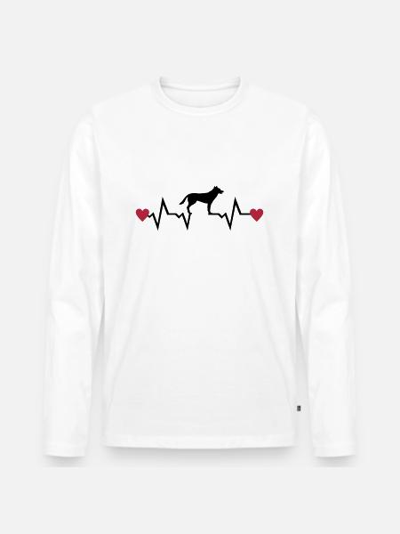 Heartbeat & Dog, German Shepherd - Men's Premium Organic Long Sleeve Shirt - white