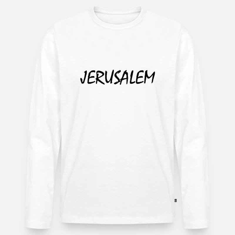 jerusalem - Männer Premium Bio Langarmshirt - Weiß