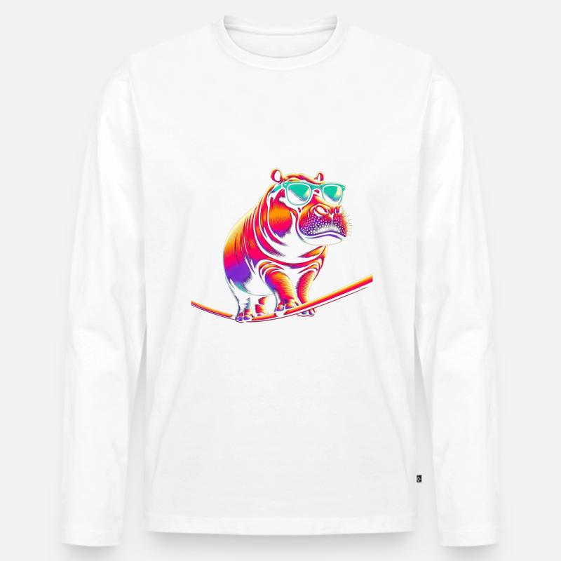 Nilpferd Slackline - Männer Premium Bio Langarmshirt - undefined