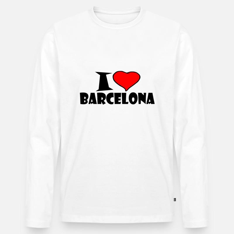 Barcelona - Männer Premium Bio Langarmshirt - Weiß