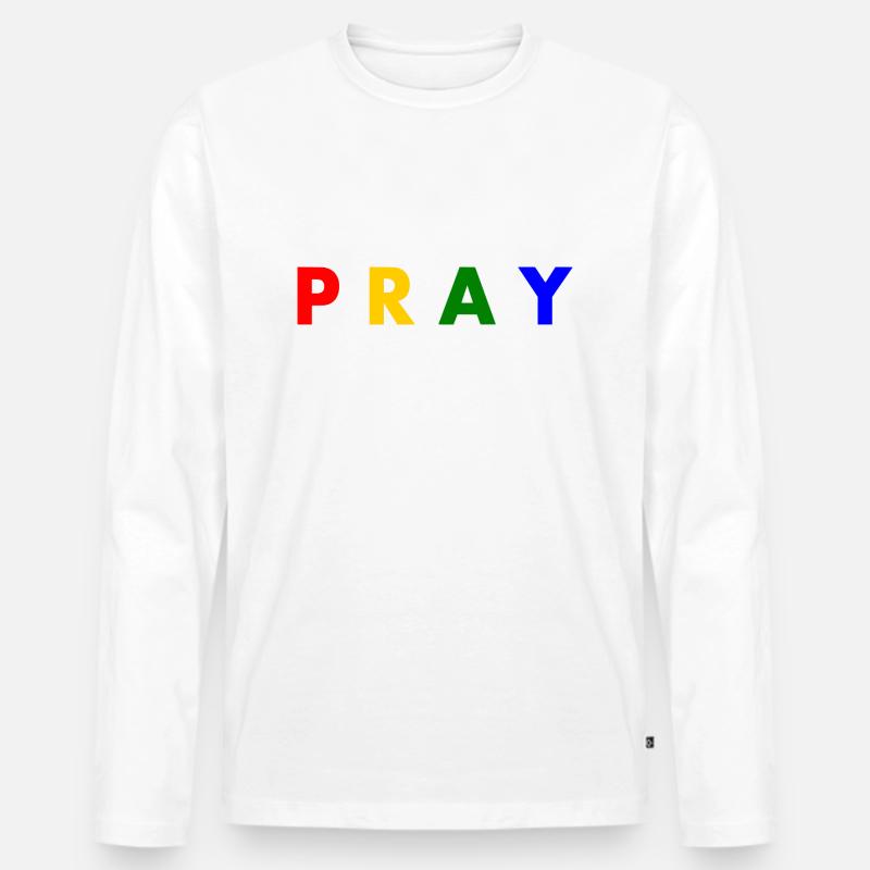 Pray - Männer Premium Bio Langarmshirt - Weiß