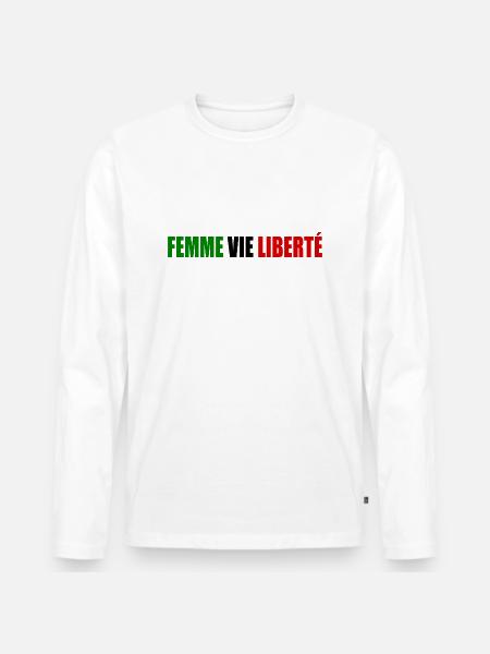 Femme vie liberte - Männer Premium Bio Langarmshirt - Weiß