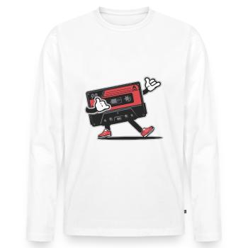 Retro music vintage audio cassette - Men's Premium Organic Long Sleeve Shirt - white - Front - Nico (187cm)