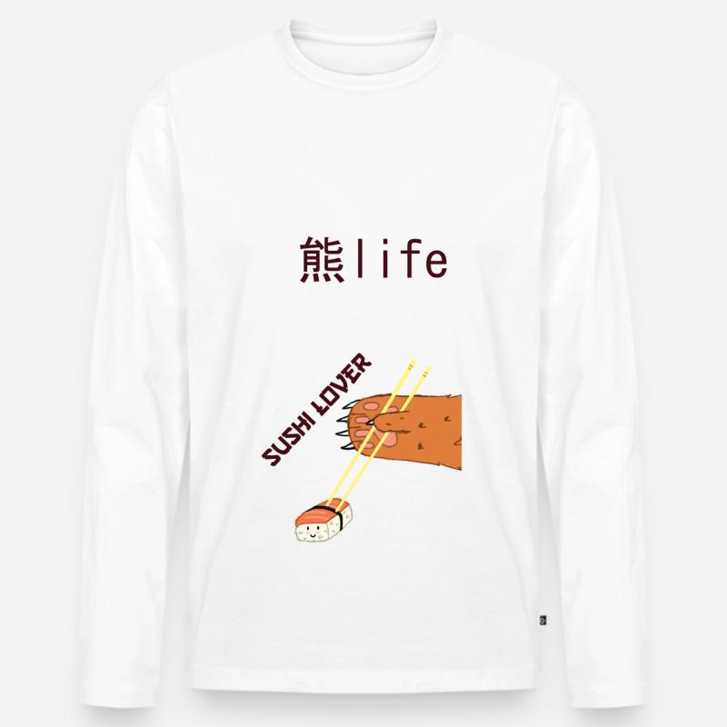 Kuma Sushi - Männer Premium Bio Langarmshirt - Weiß
