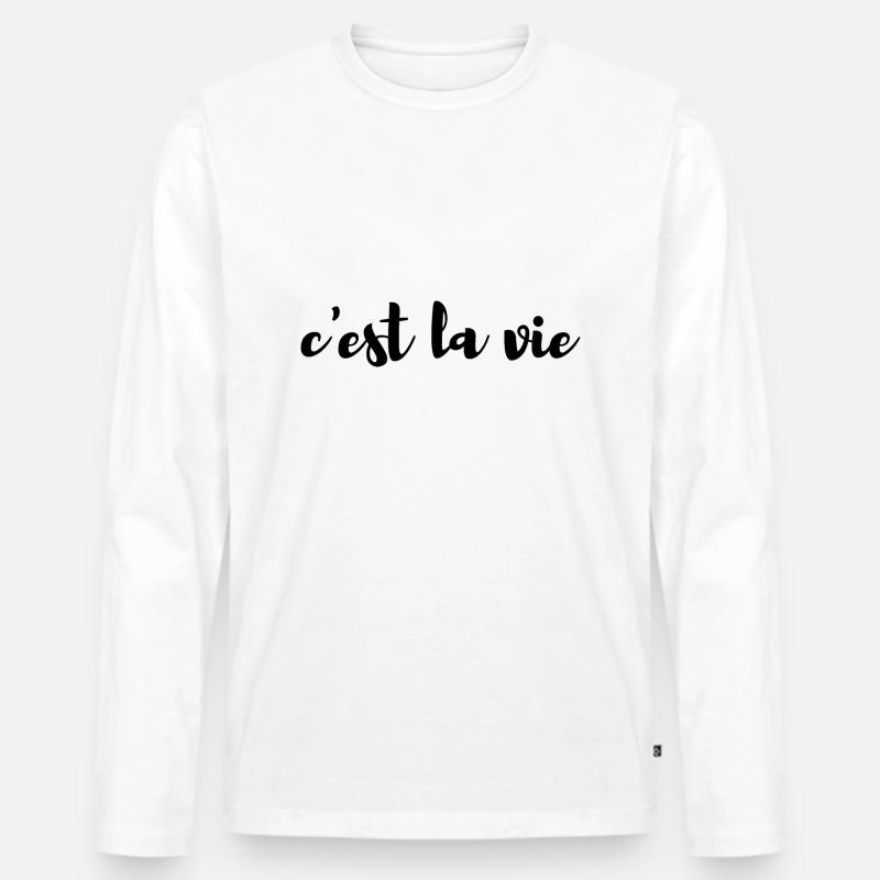 C'est la vie - Männer Premium Bio Langarmshirt - Weiß