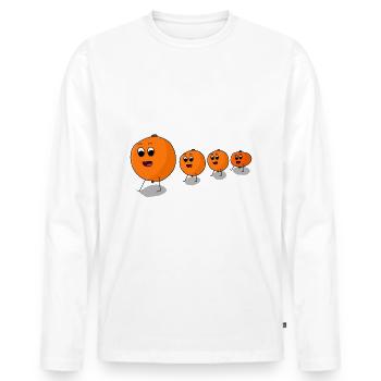 Marche des canards à l'orange Famille d'oranges amusante - T-shirt manches longues Premium bio Homme - blanc - Devant - Nico (187cm)