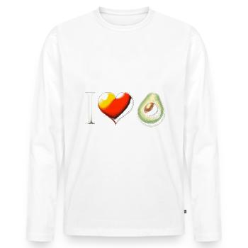 Avocado - Männer Premium Bio Langarmshirt - Weiß - Vorne - Nico (187cm)