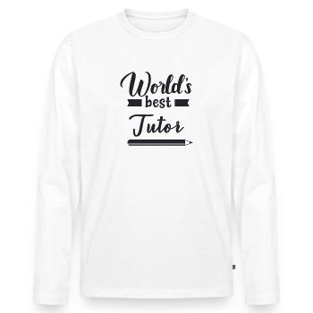 World's best tutor - Men's Premium Organic Long Sleeve Shirt - white - Front - Nico (187cm)