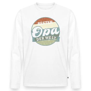 Best Grandpa in the World Retro Vintage Design Gift - Men's Premium Organic Long Sleeve Shirt - white - Front - Nico (187cm)