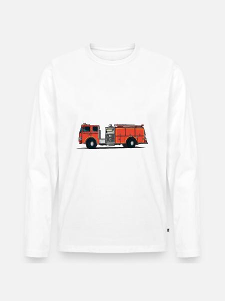 Feuerwehrauto - Männer Premium Bio Langarmshirt - Weiß