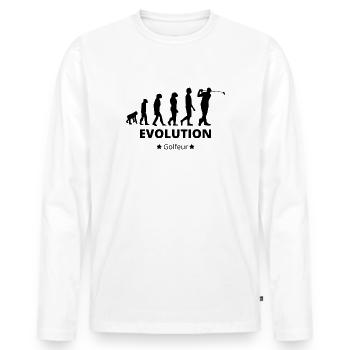 Evolution - Golfer - Men's Premium Organic Long Sleeve Shirt - white - Front - Nico (187cm)