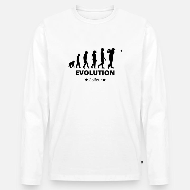 Evolution - Golfer - Männer Premium Bio Langarmshirt - Weiß