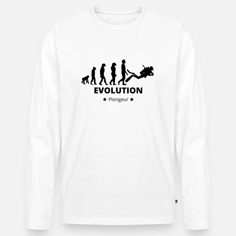 Evolution - Diver - Men's Premium Organic Long Sleeve Shirt - white