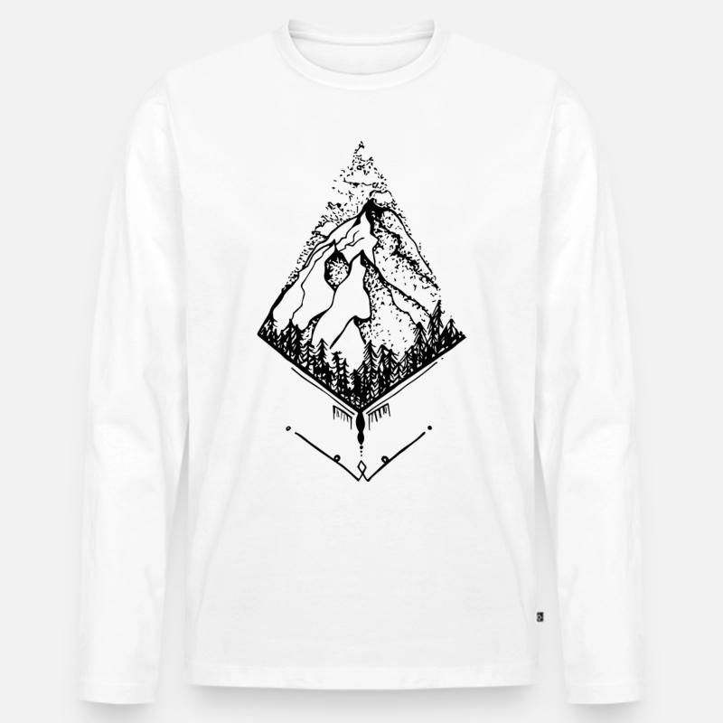 Sky High Mountain - Männer Premium Bio Langarmshirt - Weiß