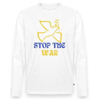 Stop The War Peace Ukraine - Männer Premium Bio Langarmshirt - Weiß - Vorne - Nico (187cm)