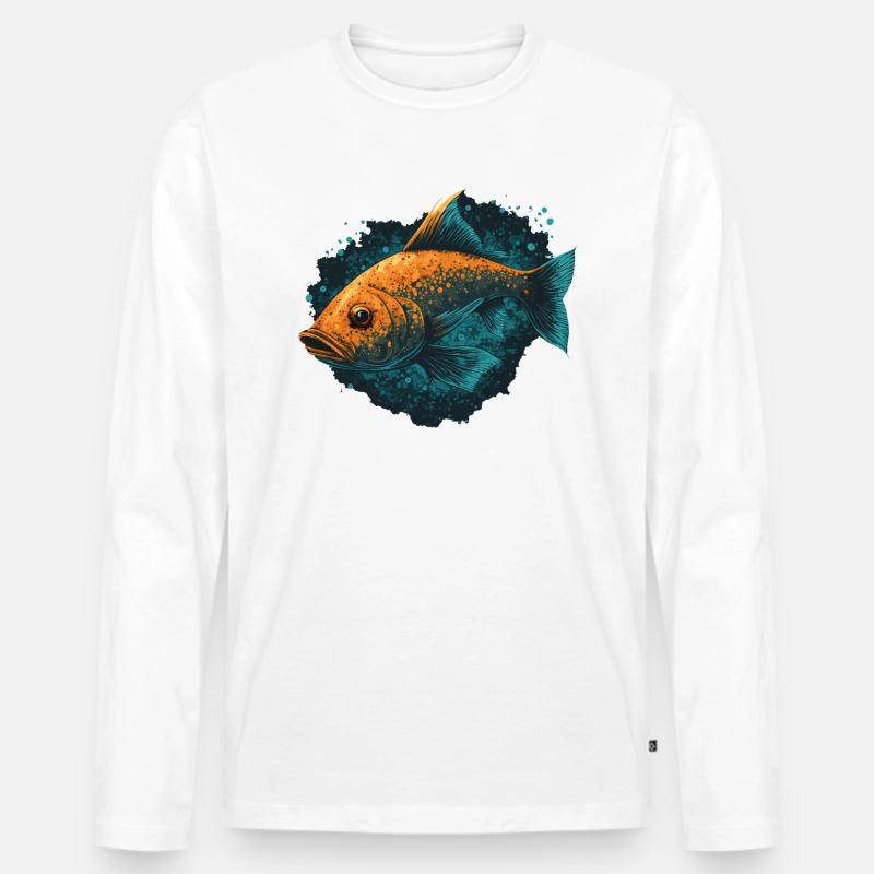 Fischkopf - Männer Premium Bio Langarmshirt - Weiß