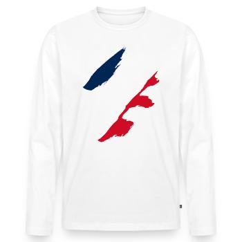 Drapeau de la France - T-shirt manches longues Premium bio Homme - blanc - Devant - Nico (187cm)