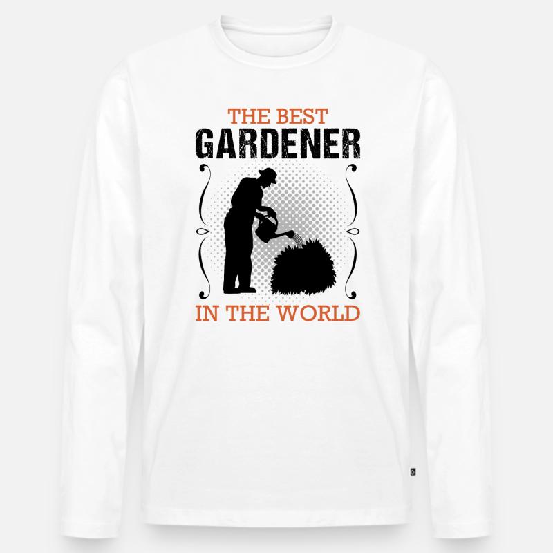 Gärtner Beruf Gartenbau Gartenarbeit Geschenk - Männer Premium Bio Langarmshirt - Weiß