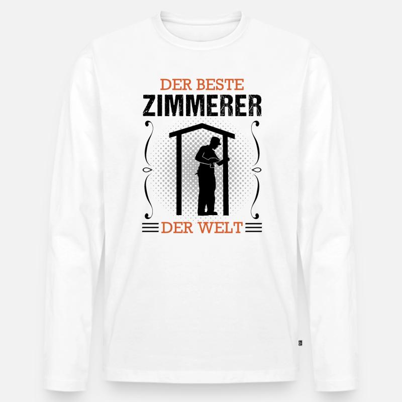 Zimmermann Beruf Zimmerer Handwerker Geschenk - Männer Premium Bio Langarmshirt - Weiß