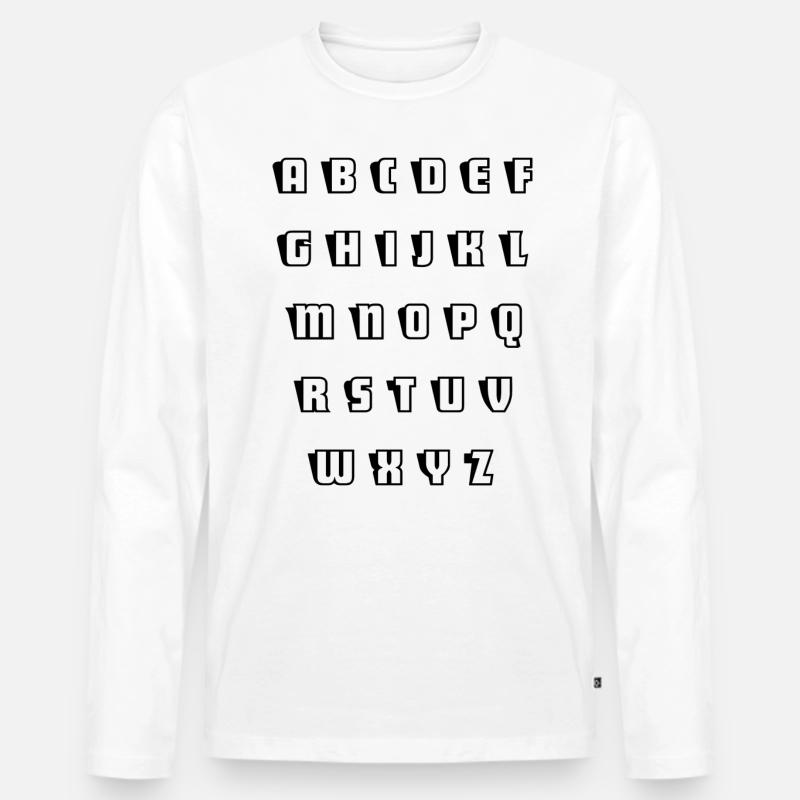 Alphabet - Männer Premium Bio Langarmshirt - Weiß