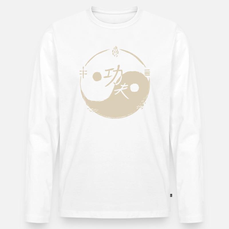 Yingyang Symbol - Männer Premium Bio Langarmshirt - Weiß
